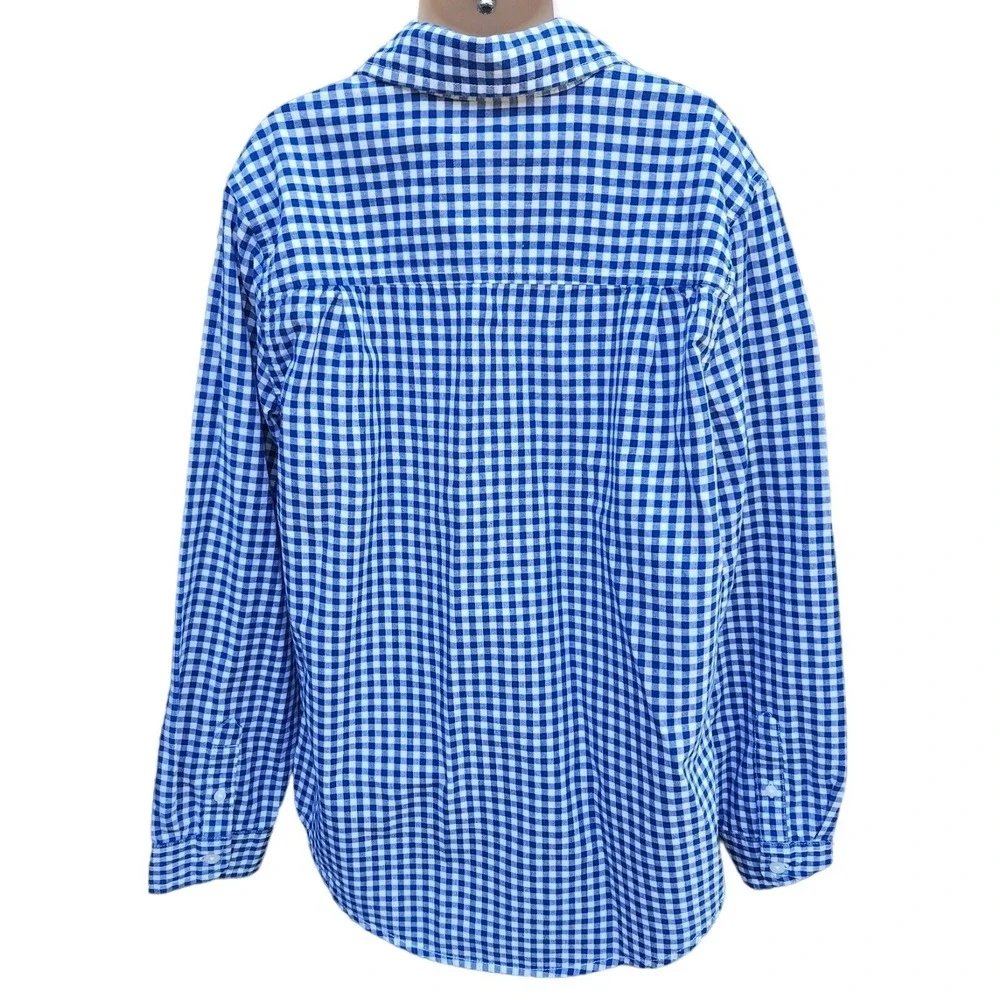 The Children's Place Boys Button Up Shirt, SIze 10/12, Blue and White Checke‎
